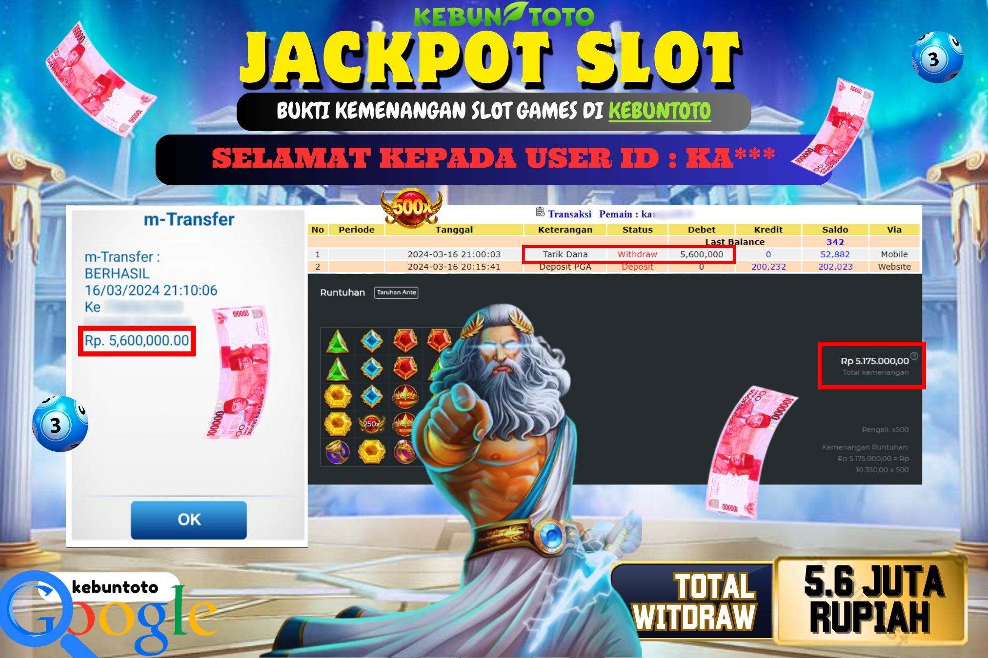 KEBUNTOTO JACKPOT SLOT GATES OF OLYMPUS Rp.5.600.000,- LUNAS