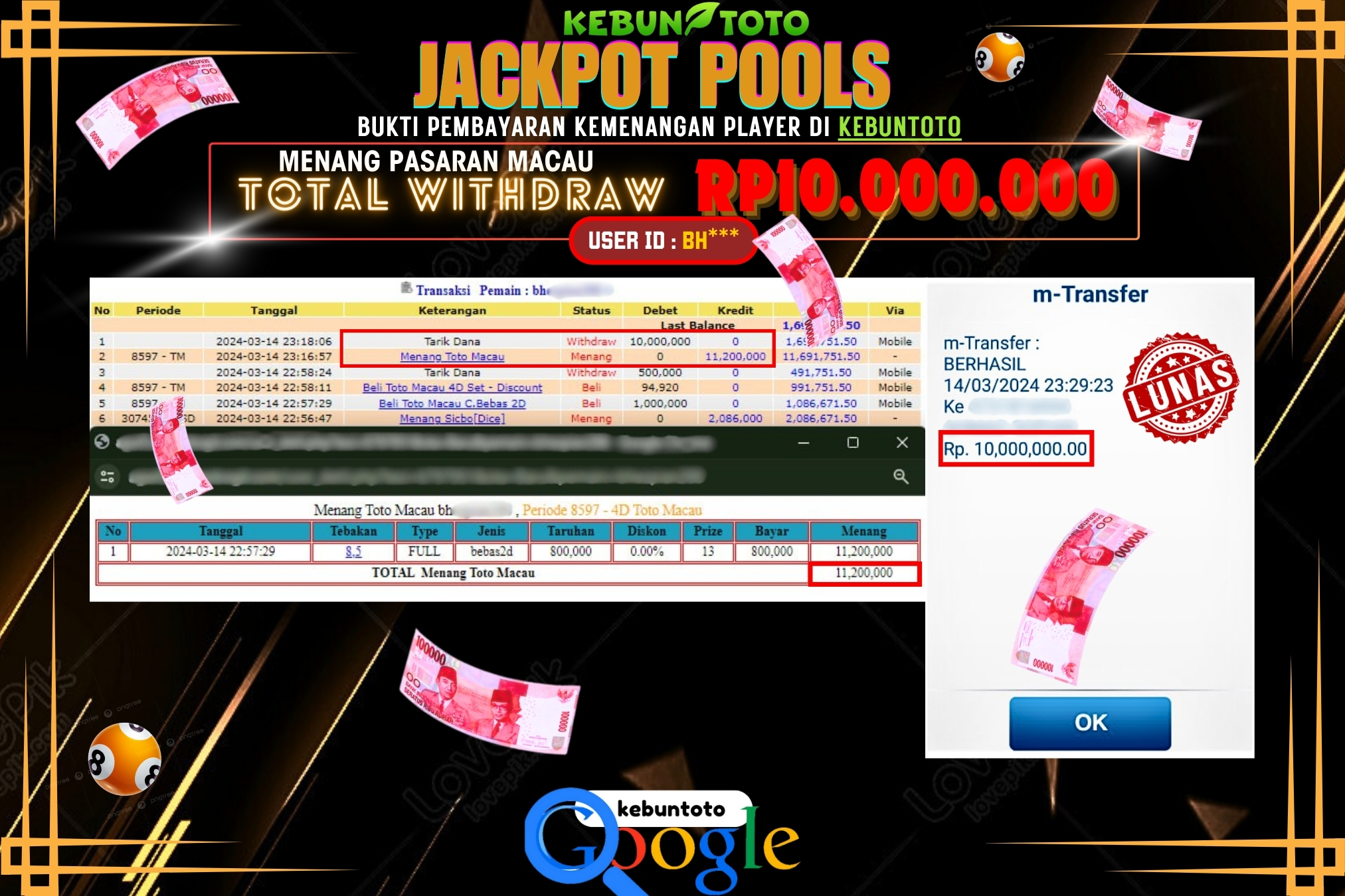 KEBUNTOTO JACKPOT TOGEL PASARAN MACAU Rp.10.000.000,- LUNAS
